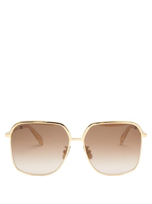 Matchesfashion.com Celine Eyewear - Square Metal Sunglasses - Womens - Gold
