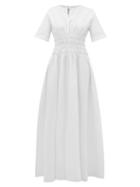 Matchesfashion.com Maison Rabih Kayrouz - Shirred-waist Poplin Dress - Womens - White