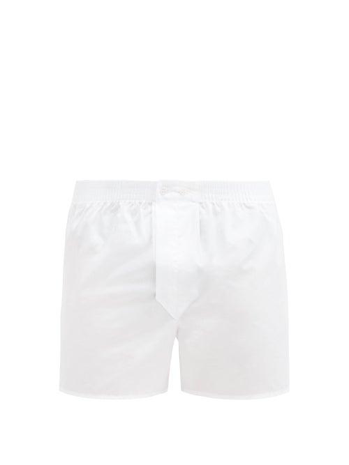 Matchesfashion.com Derek Rose - Savoy Cotton-poplin Boxer Shorts - Mens - White