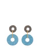 Matchesfashion.com Lizzie Fortunato - Indigo Beaded Disc Drop Earrings - Womens - Blue