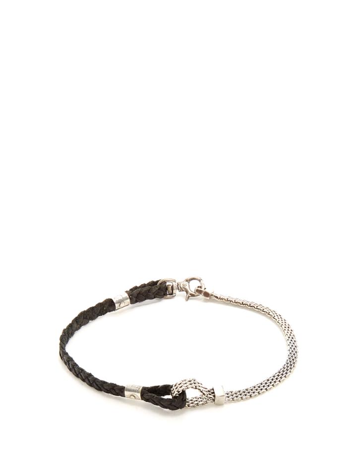 Title Of Work Leather And Sterling-silver Bracelet