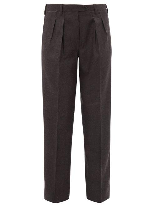 Matchesfashion.com Giuliva Heritage Collection - The Husband High Rise Wool Trousers - Womens - Dark Grey