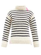 Matchesfashion.com La Fetiche - High-neck Intarsia-striped Wool Sweater - Womens - Ivory Multi