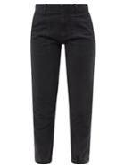 Ladies Rtw Nili Lotan - Cotton-blend Cropped-leg Trousers - Womens - Dark Grey