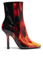 Matchesfashion.com Vetements - Boomerang Flame-print Leather Ankle Boots - Womens - Black Multi