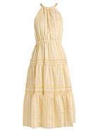 Rebecca Taylor Striped Halterneck Tiered-skirt Woven Dress