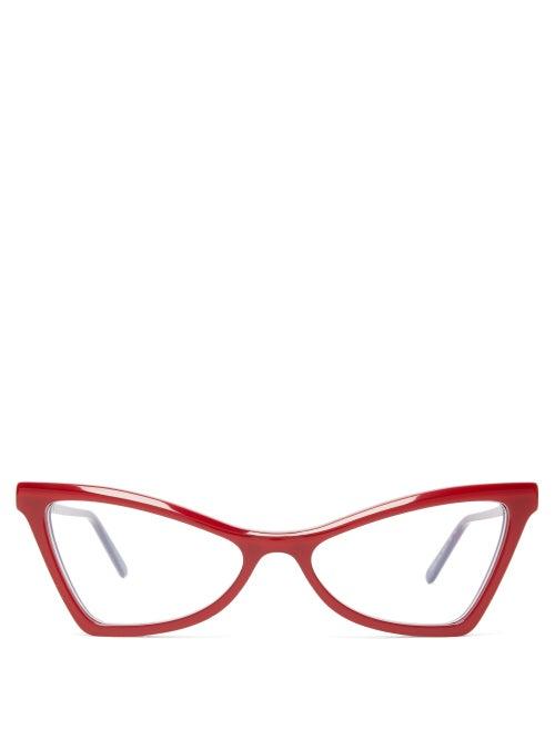 Matchesfashion.com Marni - Cat-eye Acetate Glasses - Womens - Red
