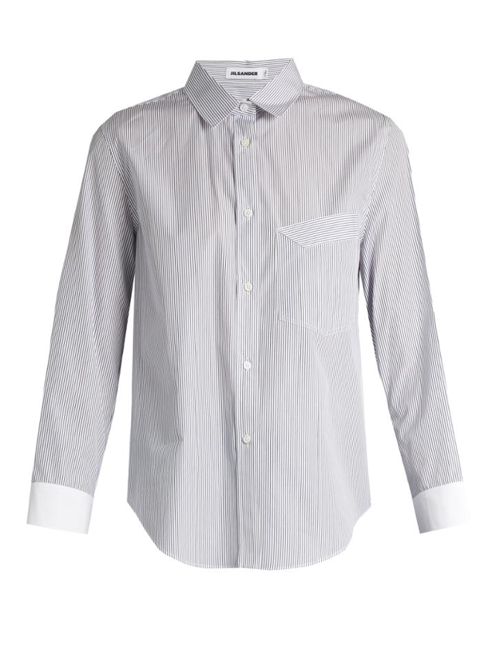 Jil Sander Chiara Contrast-cuff Cotton-poplin Shirt
