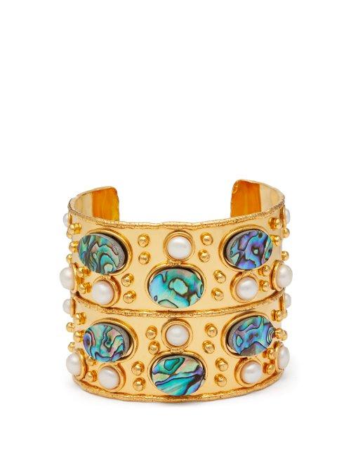 Matchesfashion.com Sylvia Toledano - Sea Opal And Pearl Cuff - Womens - Blue