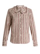 See By Chloé Floral-print Striped Cotton Shirt