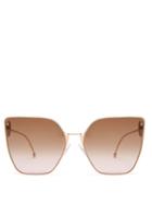 Matchesfashion.com Fendi - F Is Fendi Cat Eye Metal Sunglasses - Womens - Gold