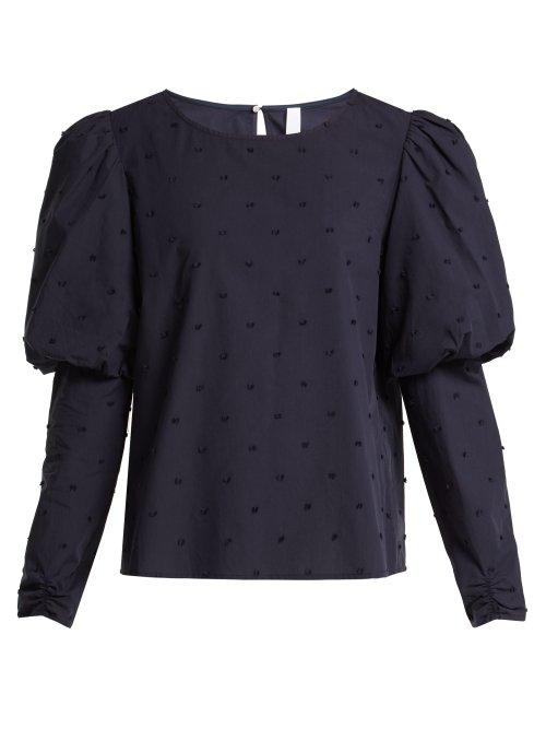 Matchesfashion.com Merlette - Kerala Fil Coup Cotton Blouse - Womens - Navy