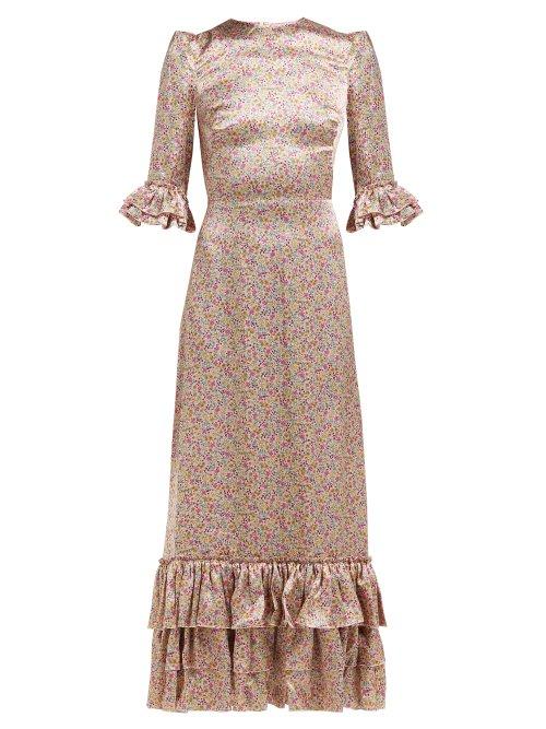 Matchesfashion.com The Vampire's Wife - Cinderella Floral Print Silk Satin Maxi Dress - Womens - Pink Print