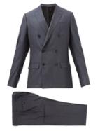 Dolce & Gabbana - Double-breasted Wool-blend Grain De Poudre Suit - Mens - Navy