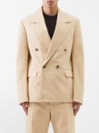 Bottega Veneta - Double-breasted Cotton-canvas Suit Jacket - Mens - Camel