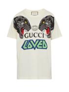 Matchesfashion.com Gucci - Tiger Head Print Cotton Jersey T Shirt - Mens - White Multi