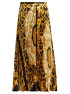 Matchesfashion.com Versace - Hibiscus Print Pleated Silk Skirt - Womens - Gold Multi