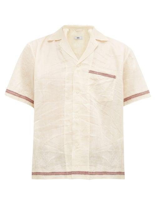 Matchesfashion.com Bode - Jacquard Trim Silk Shirt - Mens - Cream Multi