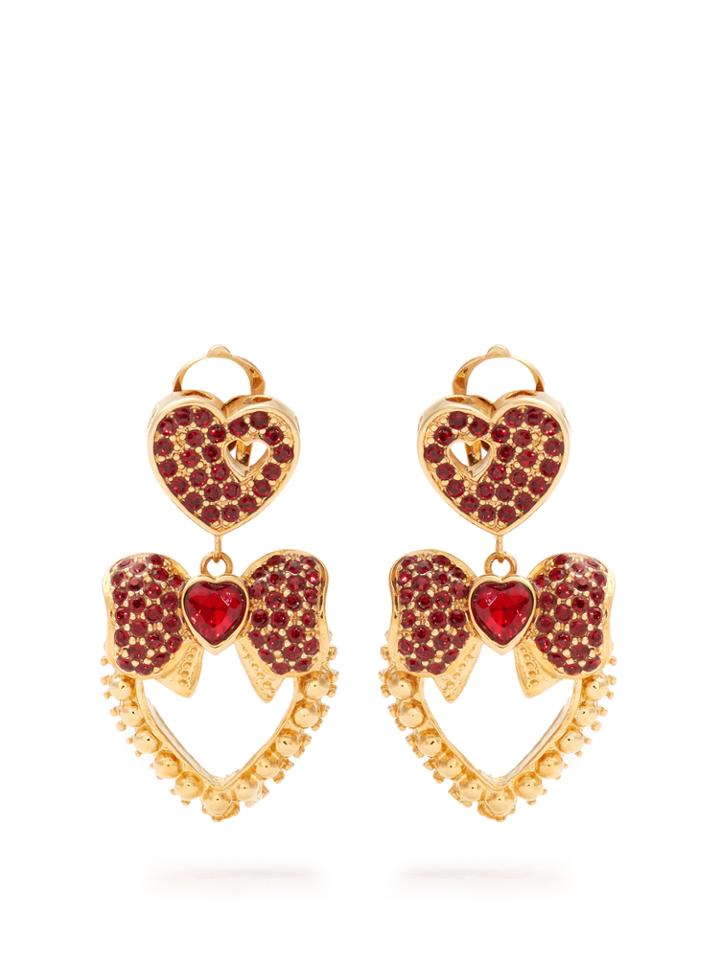Dolce & Gabbana Heart Drop Crystal-embellished Earrings