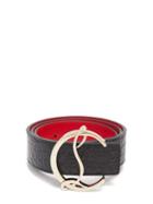 Matchesfashion.com Christian Louboutin - Monogram-buckle Crocodile-effect Leather Belt - Womens - Black