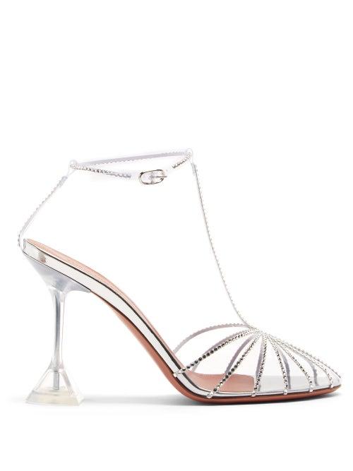 Matchesfashion.com Amina Muaddi - Brygit Crystal-embellished Pvc Pumps - Womens - Clear