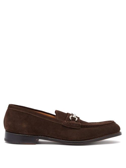 Matchesfashion.com Grenson - Hamilton Horsebit Suede Loafers - Mens - Dark Brown