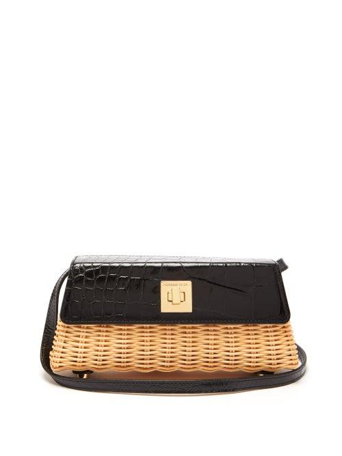 Matchesfashion.com Sparrows Weave - The Clutch Wicker And Leather Cross-body Bag - Womens - Black