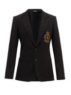 Matchesfashion.com Dolce & Gabbana - Zardozi Embroidered Crest Single Breasted Jacket - Mens - Black
