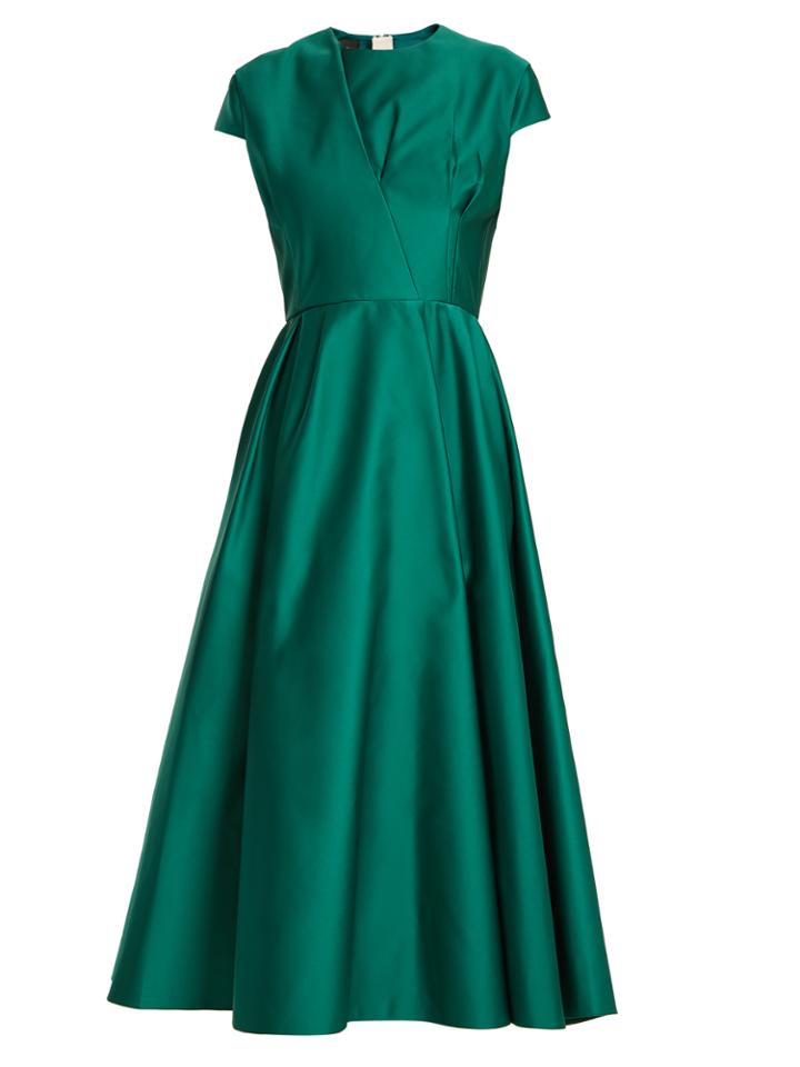Rochas Capped-sleeve Duchess-satin Dress