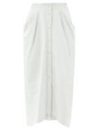 Matchesfashion.com Isabel Marant - Lyvia Pleated Leather Midi Skirt - Womens - White
