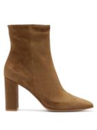Matchesfashion.com Gianvito Rossi - Square-toe 85 Suede Ankle Boots - Womens - Brown