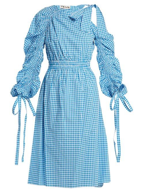 Matchesfashion.com Teija - Asymmetric Cotton Gingham Dress - Womens - Blue White