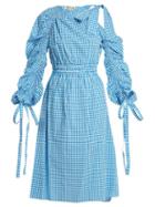 Matchesfashion.com Teija - Asymmetric Cotton Gingham Dress - Womens - Blue White