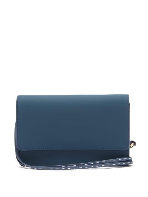 Matchesfashion.com Jacquemus - Riviera Rubberised Leather Shoulder Bag - Womens - Navy