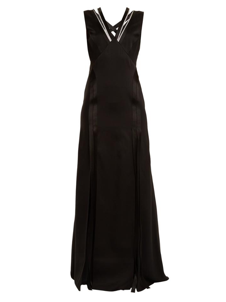 Versace Crystal-embellished V-neck Satin Gown