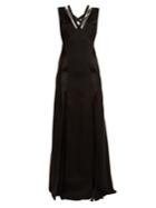Versace Crystal-embellished V-neck Satin Gown
