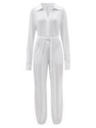 Norma Kamali - Belted Jersey Jumpsuit - Womens - White