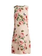 Dolce & Gabbana Rose And Butterfly-print Wool-blend Dress