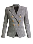 Matchesfashion.com Balmain - Prince Of Wales Double Breasted Blazer - Womens - Grey Multi