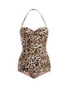Matchesfashion.com Adriana Degreas - X Charlotte Olympia Leopard Print Ruched Swimsuit - Womens - Leopard