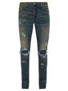 Matchesfashion.com Amiri - Thrasher Slim Leg Distressed Jeans - Mens - Indigo