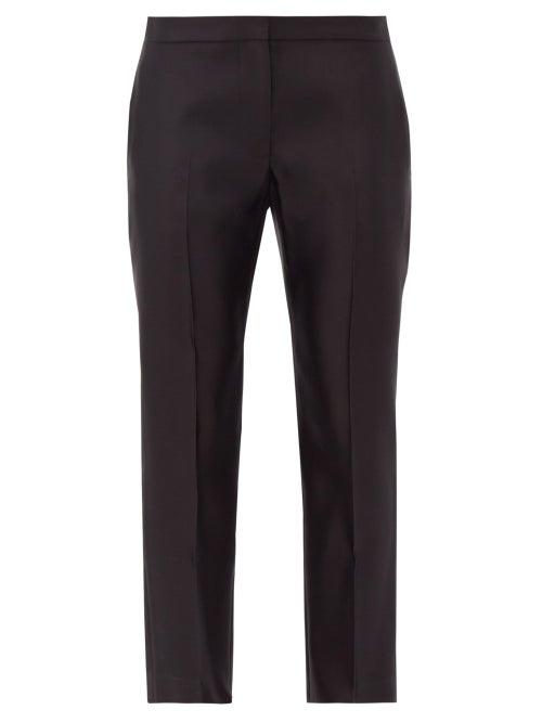 Matchesfashion.com Alexander Mcqueen - Cropped Silk Cigarette Trousers - Womens - Black