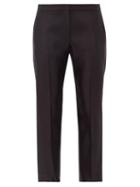 Matchesfashion.com Alexander Mcqueen - Cropped Silk Cigarette Trousers - Womens - Black
