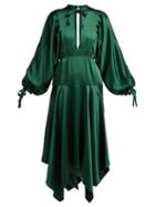 Matchesfashion.com Self-portrait - Handkerchief Hem Satin Dress - Womens - Dark Green