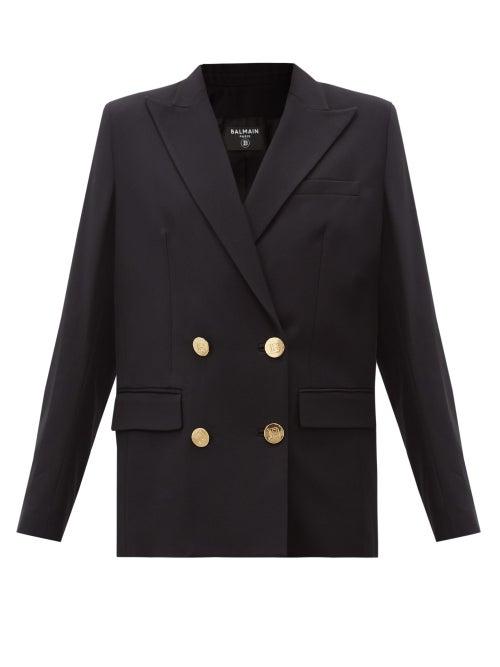 Matchesfashion.com Balmain - Serge Double-breasted Crepe Jacket - Womens - Black