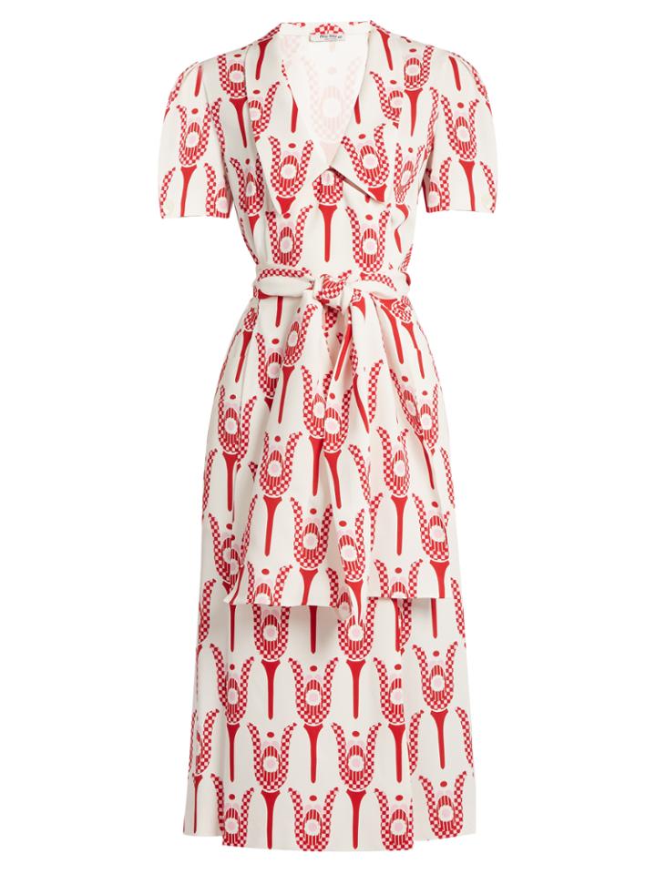 Miu Miu Tulip-print Crepe Midi-dress