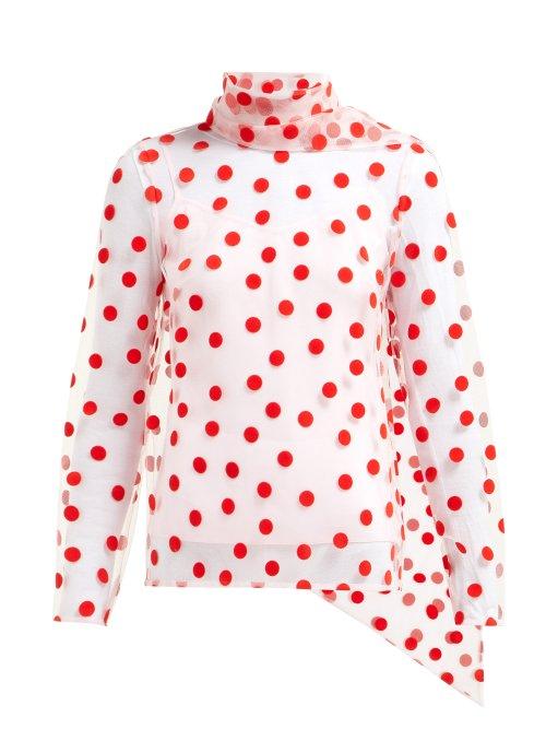 Matchesfashion.com Erdem - Yvonna Polka Dot Tulle Top - Womens - Pink Multi