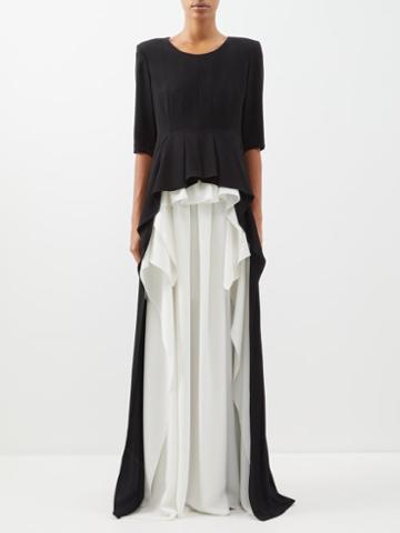 Ashlyn - Maeve Bi-colour Ruffled Crepe Dress - Womens - Black White