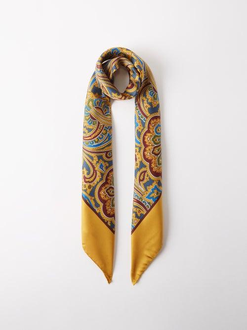 Maison Margiela - Paisley-print Silk-twill Scarf - Mens - Gold Multi