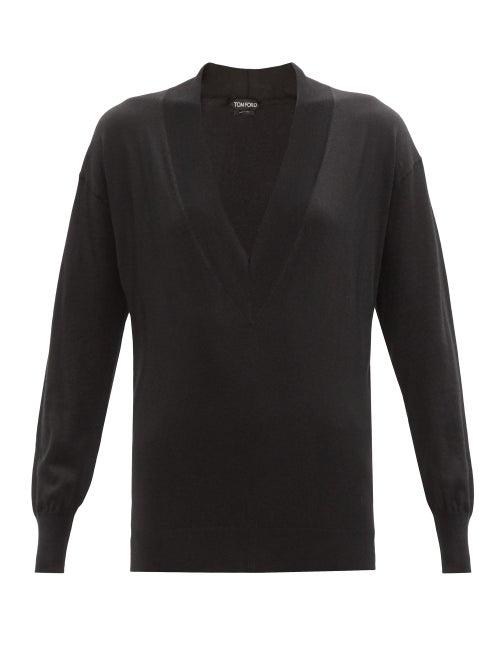 Tom Ford - V-neck Cashmere-blend Sweater - Womens - Black